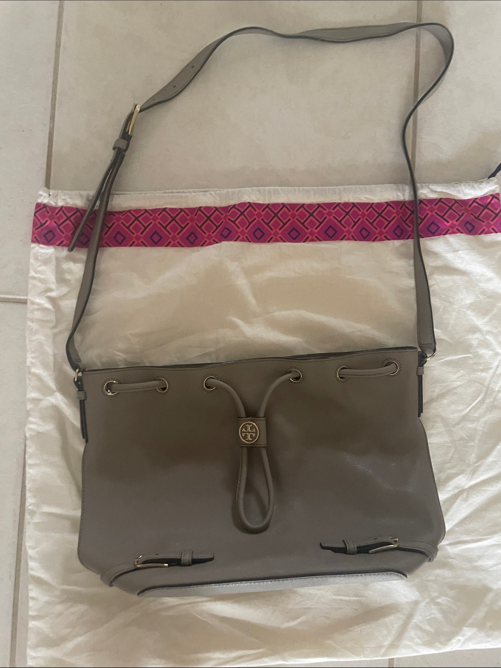 Tory Burch Taupe Bucket Bag
